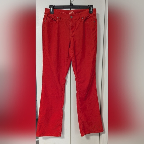 Ann Taylor Loft Size 30/10 Curvy Boot Bright Orange Corduroy Stretch Pants - Picture 10 of 11